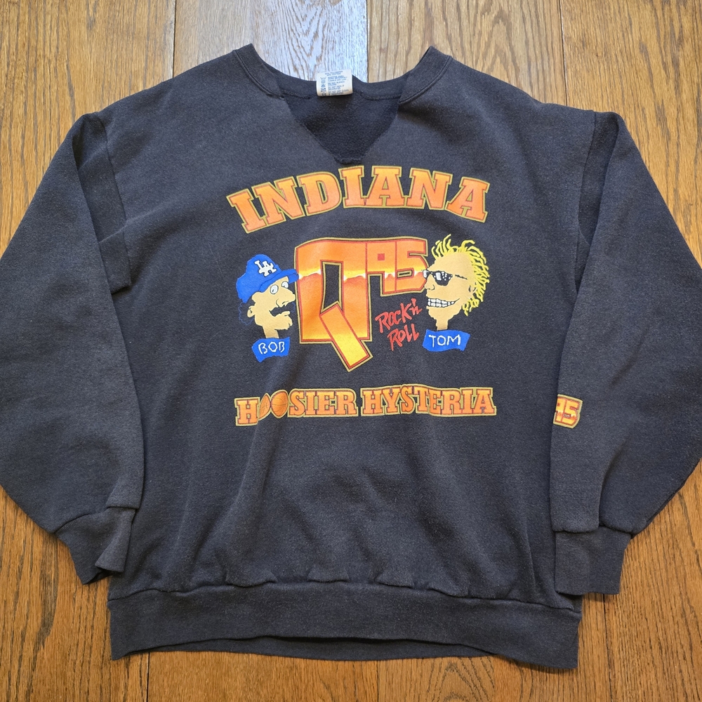 Vintage 90s Indiana Q95 “Hoosier Hysteria” Crewneck Sweatshirt – Bob & Tom – XL